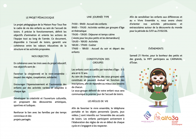 PLAQUETTE D'INFORMATION AL HIVER 26