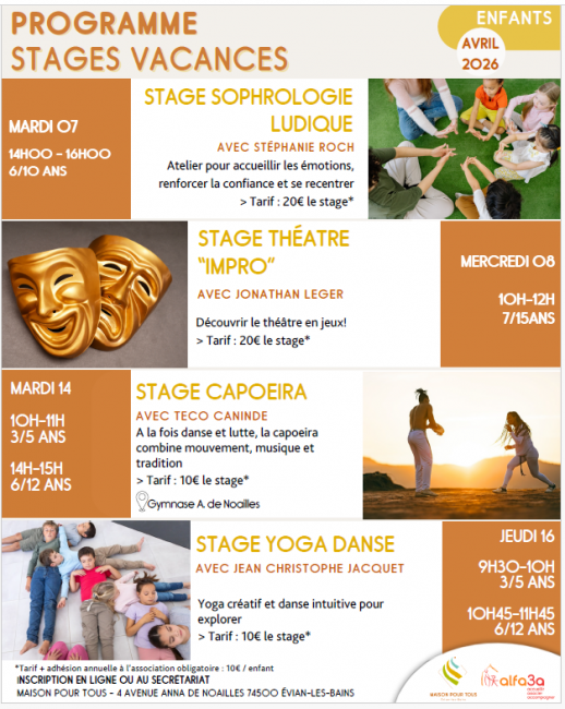 PROGRAMME STAGES PRINTEMPS